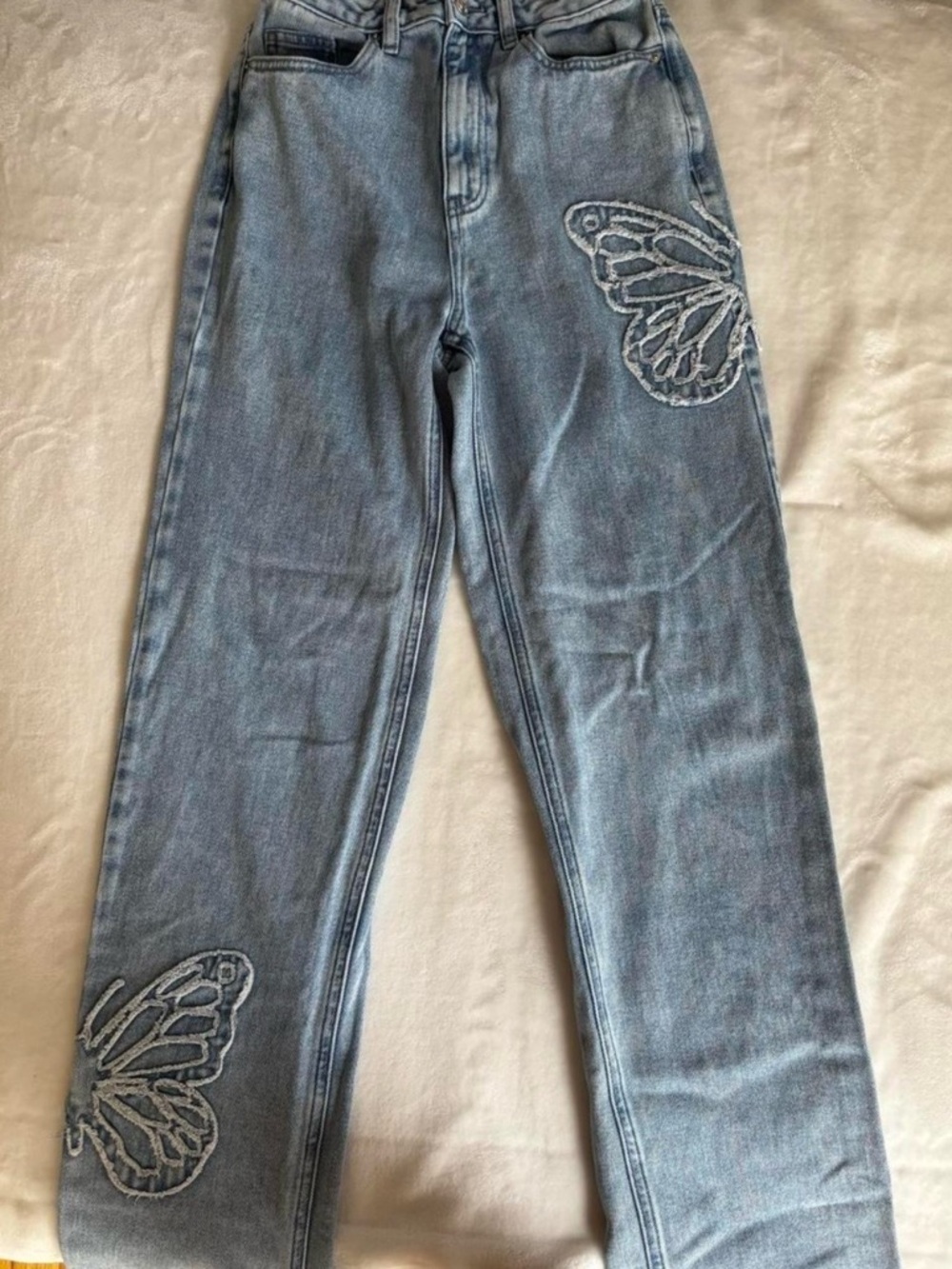Pacsun Light Blue Butterfly Embroidered Women's Jeans